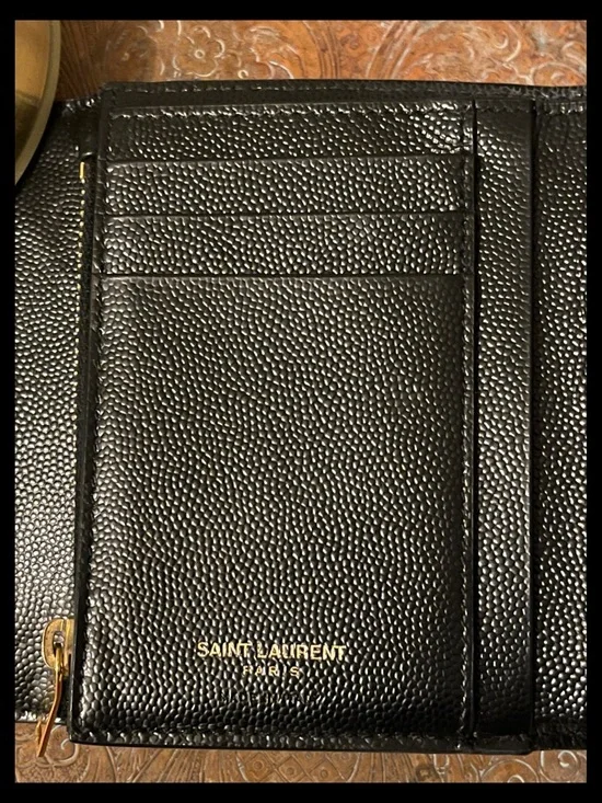 Authentic (YSL) Saint Laurent Mix Matelassé Monogram Short Wallet - Picture 6 of 14